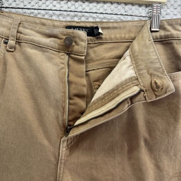 Lauren Ralph Lauren Jeans Women 16 Beige Denim High Rise Slim Straight Western - Picture 6 of 16